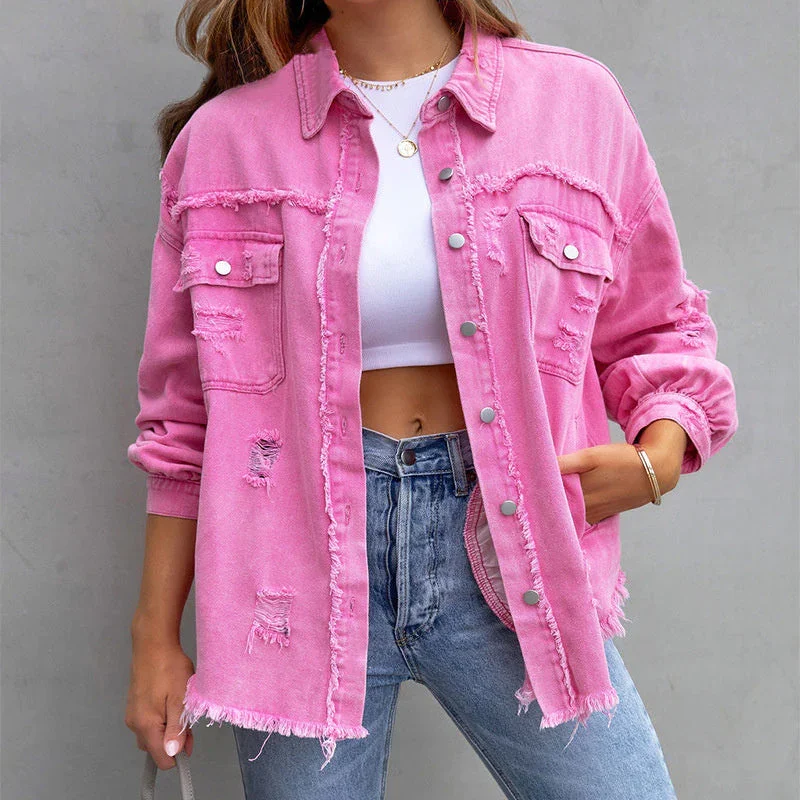Heidi-Mode | Frühlingsjacke Moderne Damenjacke Aus Denim mit Rohen Kanten - Image 5