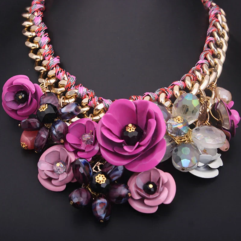 Heidi-Mode | Jahrgang Schmuck Elegante Prom Party Schönheitswettbewerb Hochzeit Geschenk Florale Blüte Blume Chunky Statement Halskette für Frauen Accessoires - Image 2