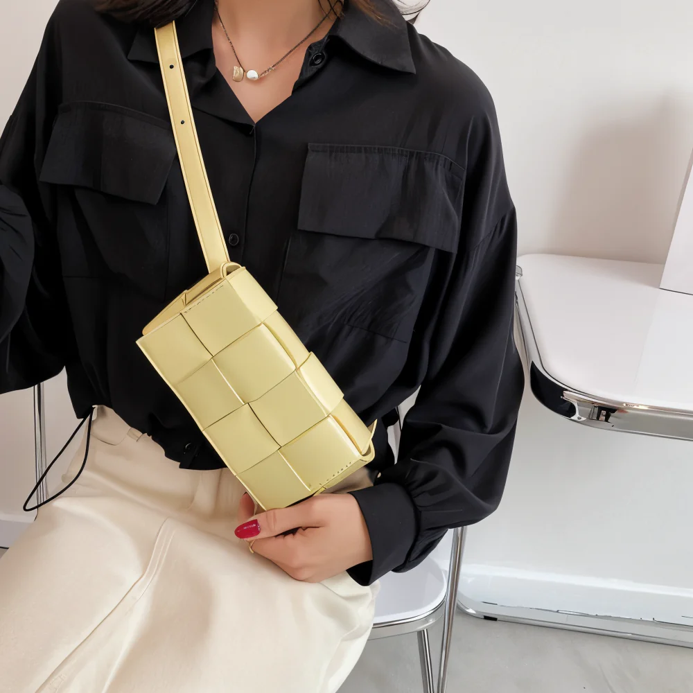 Heidi-Mode | Geblockte Umhängetasche Vegan Leder Damen Geflochtene Tasche Frauen - Image 2