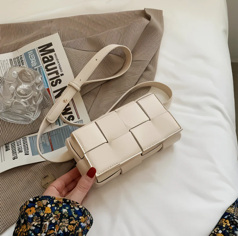 Heidi-Mode | Geblockte Umhängetasche Vegan Leder Damen Geflochtene Tasche Frauen - Image 6