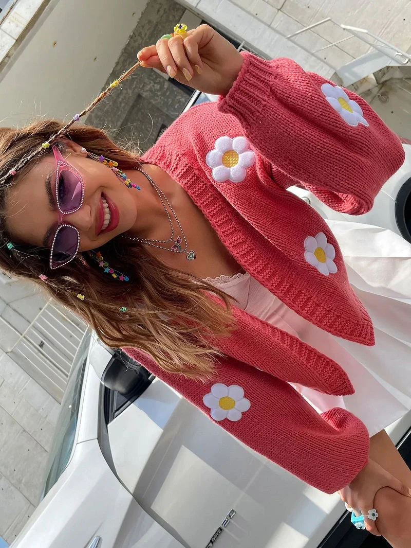 Heidi-Mode | Geblümter Strick-Cardigan für Damen - Image 11