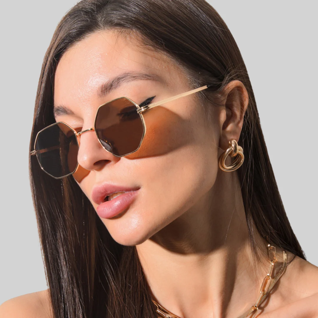 Heidi-Mode | Geld Sonnenbrille - Sommer - Metall Vieleckig - Image 2