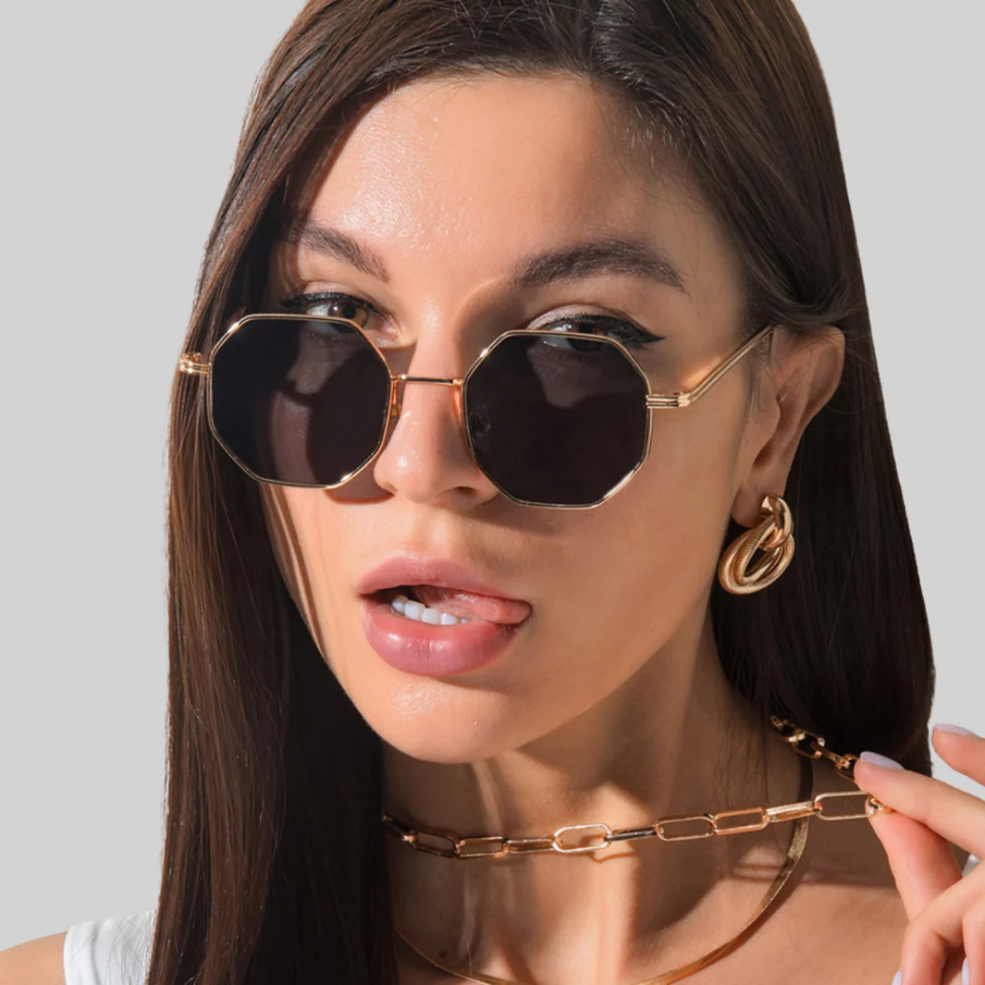 Heidi-Mode | Geld Sonnenbrille - Sommer - Metall Vieleckig - Image 3