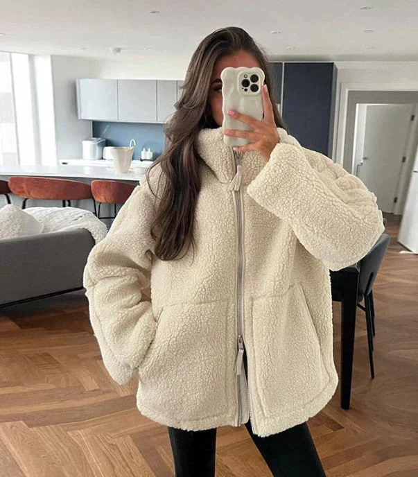 Heidi-Mode | Oversize-Fleecejacke mit Entspannter Passform und Weichem, Warmem Stoff für Frauen
