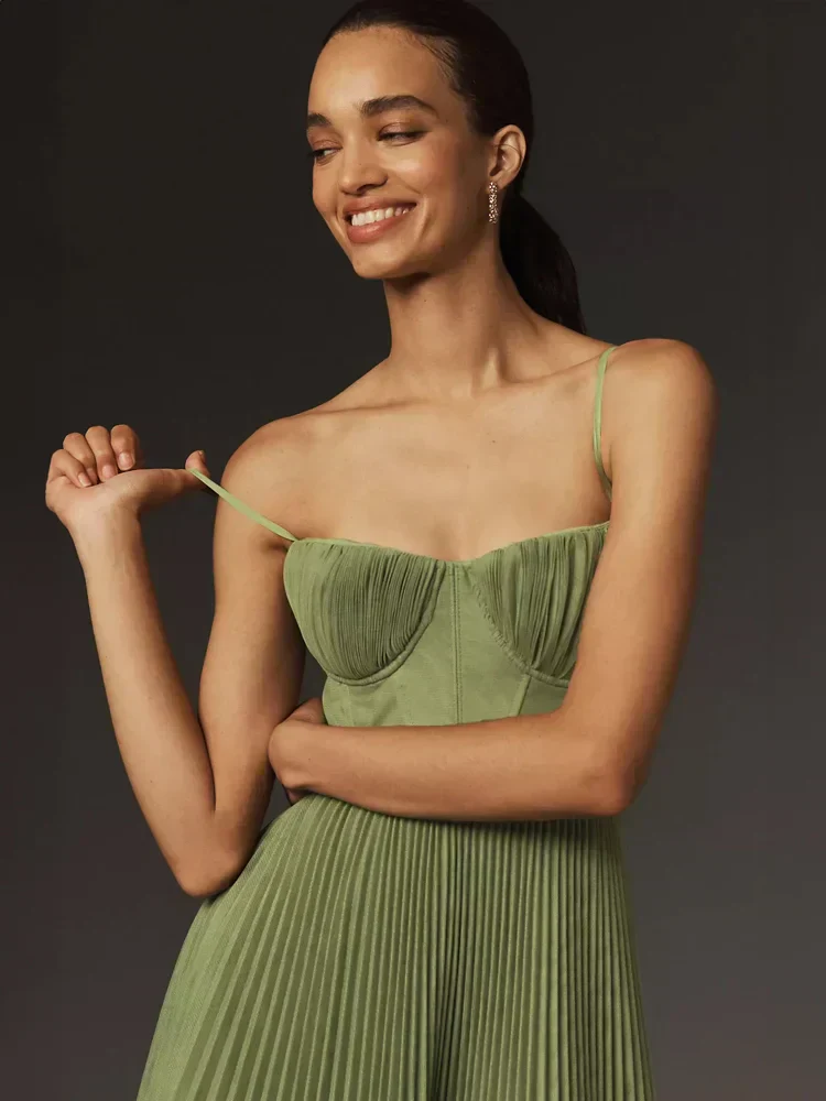 Heidi-Mode | Falten Korsett Midi-Kleid für Damen - Image 2