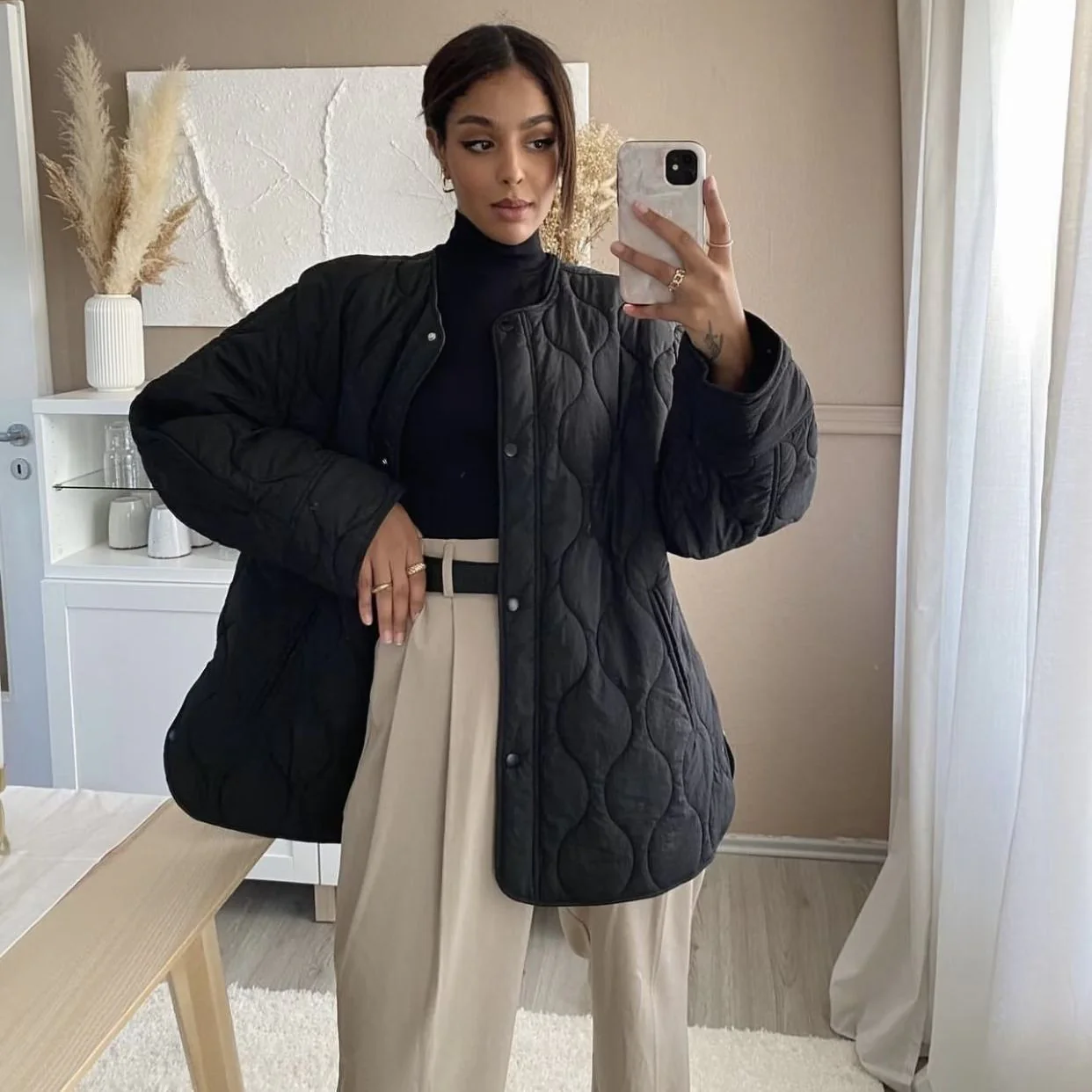 Heidi-Mode | Gepolsterte Jacke Damen, Leichtes Übergröße Modell mit Taschen, Knopfverschluss - Image 25