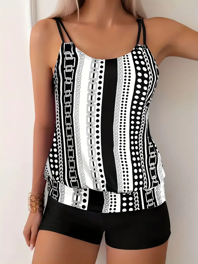 Heidi-Mode | Gestreifter Tankini mit Druck - Image 7