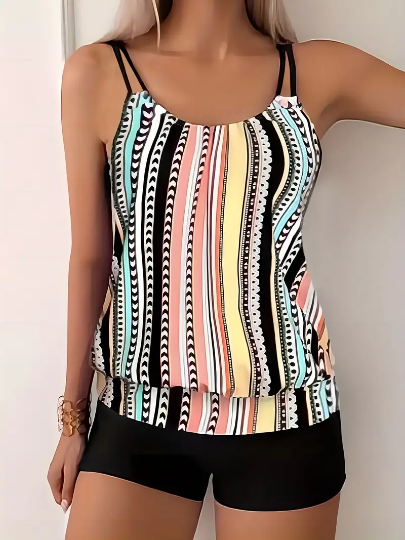 Heidi-Mode | Gestreifter Tankini mit Druck - Image 8