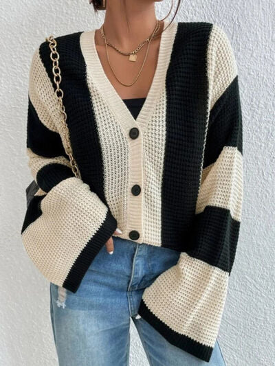 Heidi-Mode | Gestreifter Knopf-Cardigan - Image 5