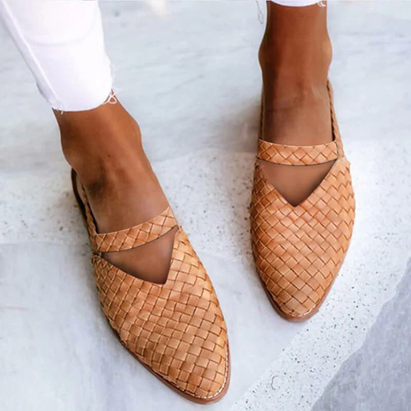 Heidi-Mode | Gewebte-Spitze Zehen Slingback Flache Schuhe für Damen - Image 2