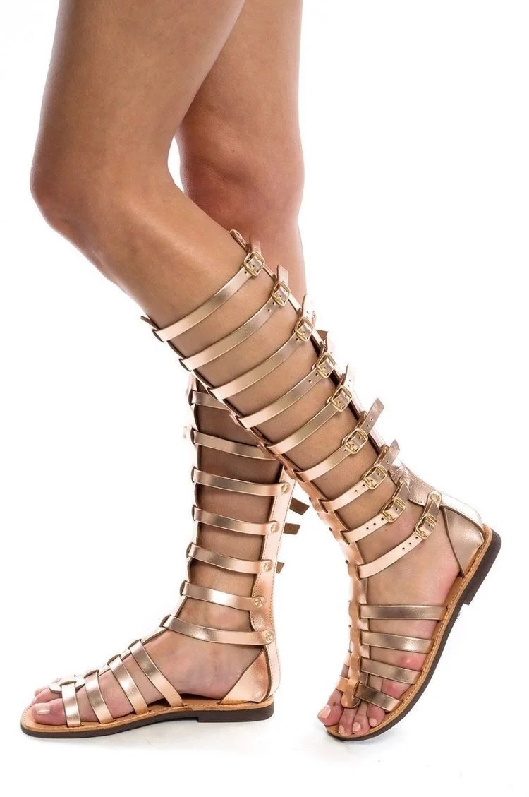Heidi-Mode | Gladiator Sandale Damen Sommer Römische Bandage Sandalen Frauen Causal Zip Flache Sandalen Mädchen Sommer Loch Strand Schuhe - Image 3