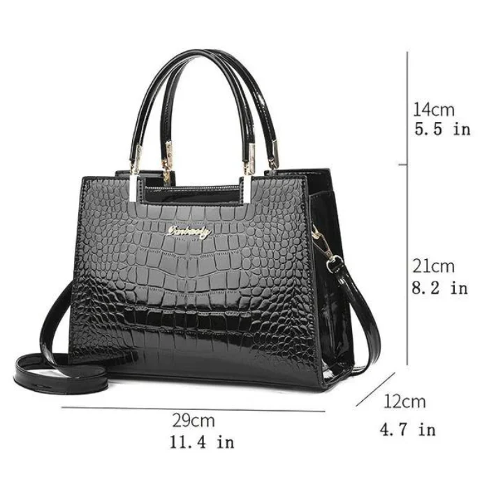 Heidi-Mode | Glänzende Tote Bag mit Krokodilmuster und Langem Riemen - Image 5