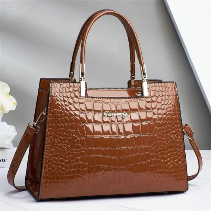 Heidi-Mode | Glänzende Tote Bag mit Krokodilmuster und Langem Riemen - Image 6