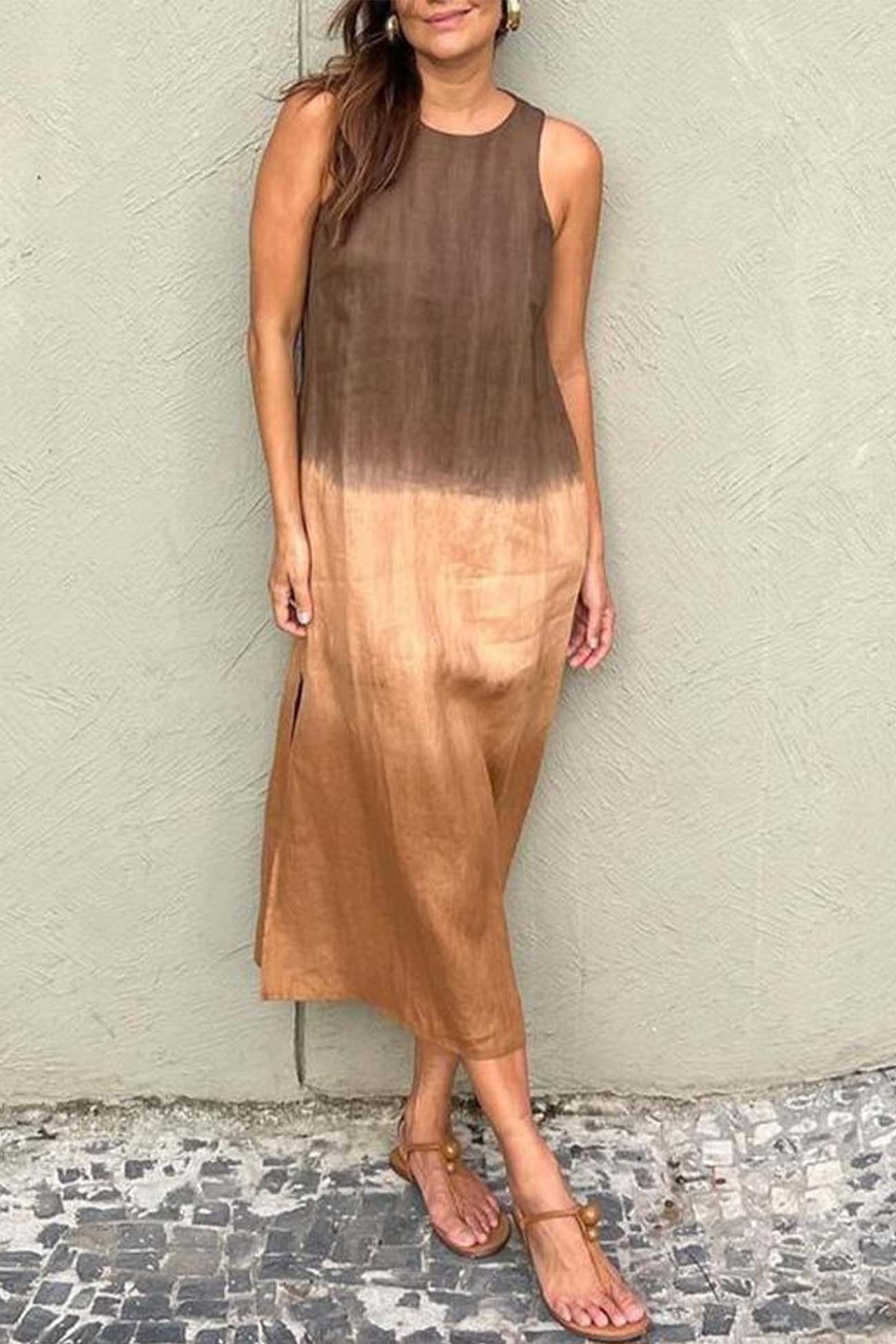 Heidi-Mode | Gradient Seitennaht Ohne Ärmel Tankkleid - Image 2