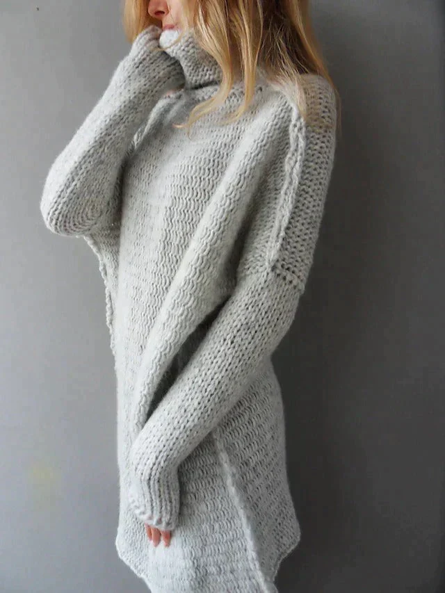 Heidi-Mode | Grauer Übergroßer Pullover mit Rollkragen - Image 2