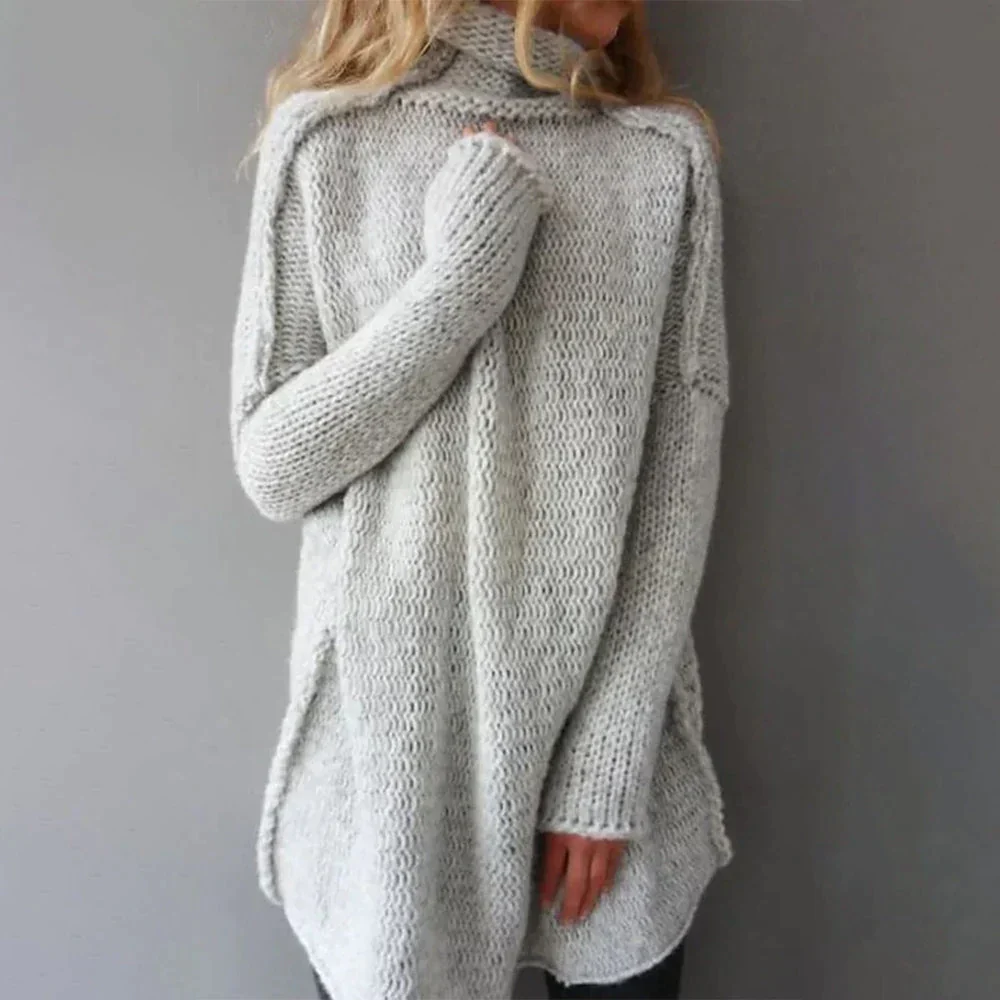 Heidi-Mode | Grauer Übergroßer Pullover mit Rollkragen - Image 3