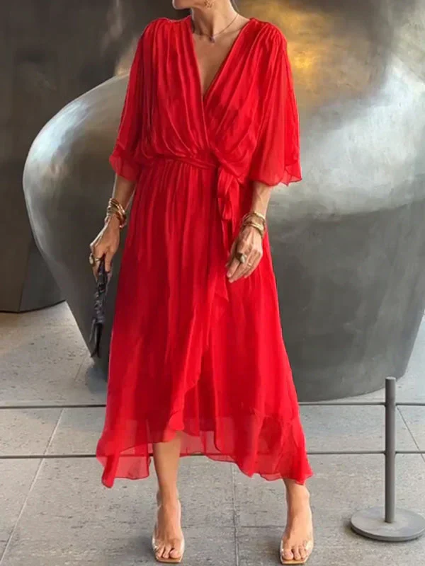 Heidi-Mode | Grünes Chiffonkleid mit V-Ausschnitt - Image 10