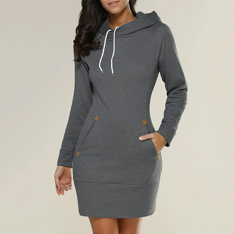 Heidi-Mode | Lässiges Hoodie-Kleid Über Dem Knie - Image 2