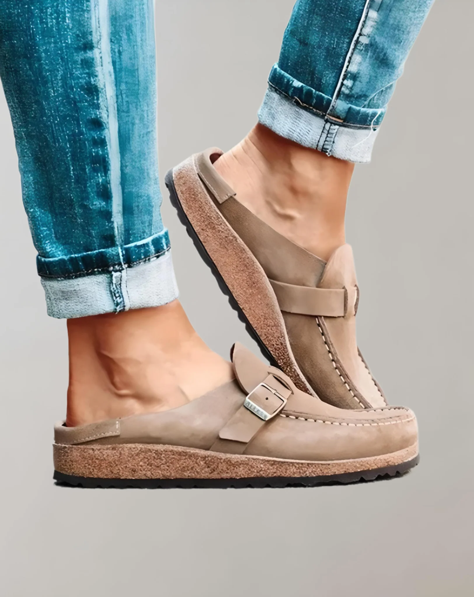 Heidi-Mode | Halbloafer Stil mit Schnalle für Freizeitkleidung Schuhe