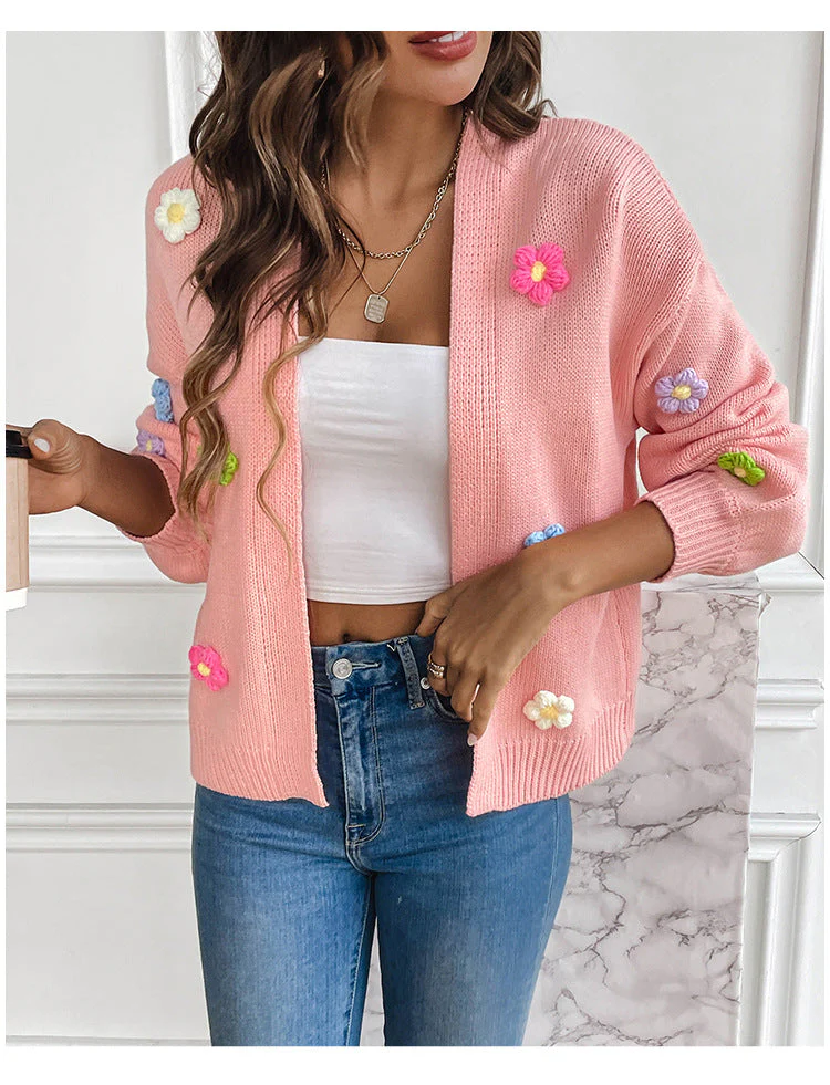 Heidi-Mode | Handgehäkelter Floral Gestrickter Cardigan - Image 2
