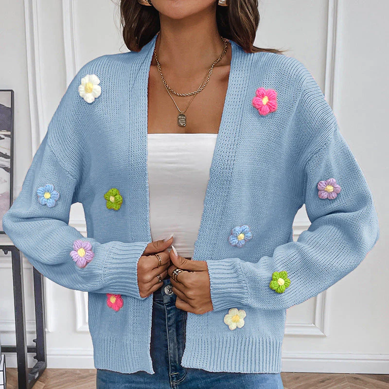 Heidi-Mode | Handgehäkelter Floral Gestrickter Cardigan - Image 3