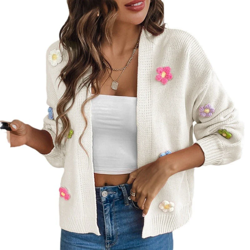 Heidi-Mode | Handgehäkelter Floral Gestrickter Cardigan - Image 5