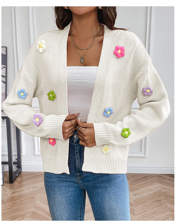 Heidi-Mode | Handgehäkelter Floral Gestrickter Cardigan - Image 6