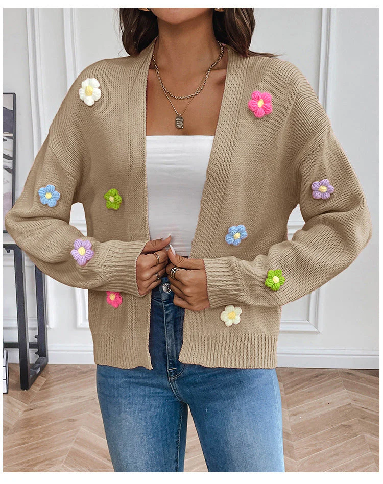 Heidi-Mode | Handgehäkelter Floral Gestrickter Cardigan - Image 7