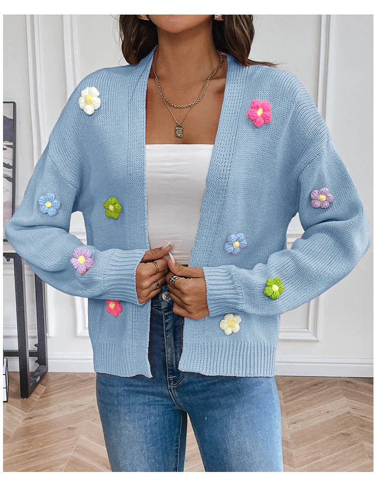 Heidi-Mode | Handgehäkelter Floral Gestrickter Cardigan - Image 9