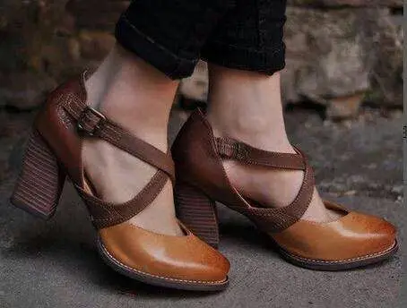 Heidi-Mode | Hellbraune Sommer Leder High Heels