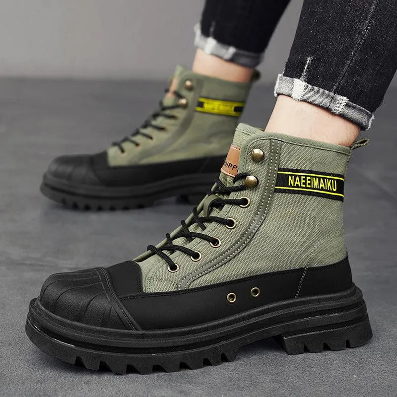 Heidi-Mode | Herren Lässige Sportliche Canvas Stiefel mit Dicker Sohle - Image 5