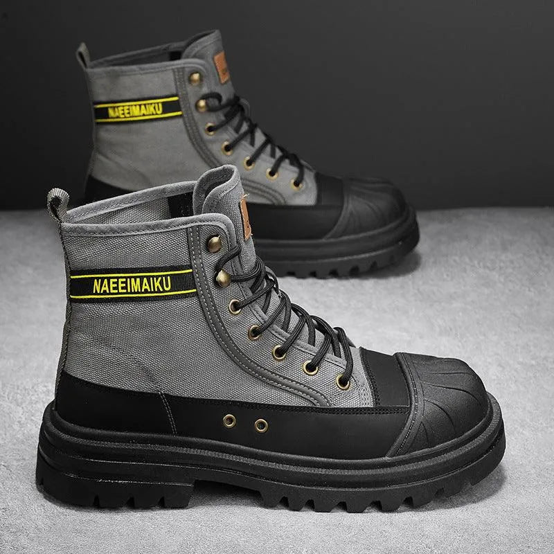 Heidi-Mode | Herren Lässige Sportliche Canvas Stiefel mit Dicker Sohle - Image 9