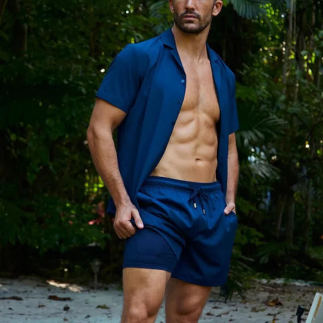 Heidi-Mode | Herren 2 Lagige Schwimmshort Stilvolle Badebekleidung für Männer - Image 2