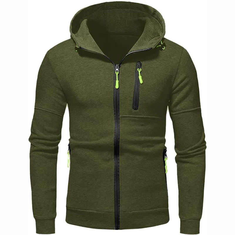 Heidi-Mode | Herren Kapuzenpulli mit Reißverschluss Schwarz Kapuzenpullover - Image 5