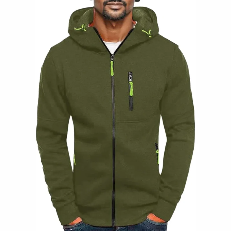 Heidi-Mode | Herren Kapuzenpulli mit Reißverschluss Schwarz Kapuzenpullover - Image 6