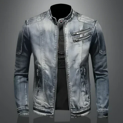 Heidi-Mode | Herren Reißverschluss Denim Jacke - Image 3