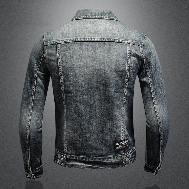 Heidi-Mode | Herren Schwarze Denimjacke - Stonewashed-Stil