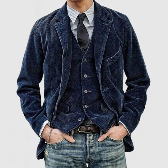 Heidi-Mode | Herren Weinlese Cordjacke Cape - Image 4