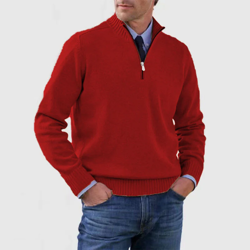 Heidi-Mode | Herrenpullover Mit Halbem Reißverschluss