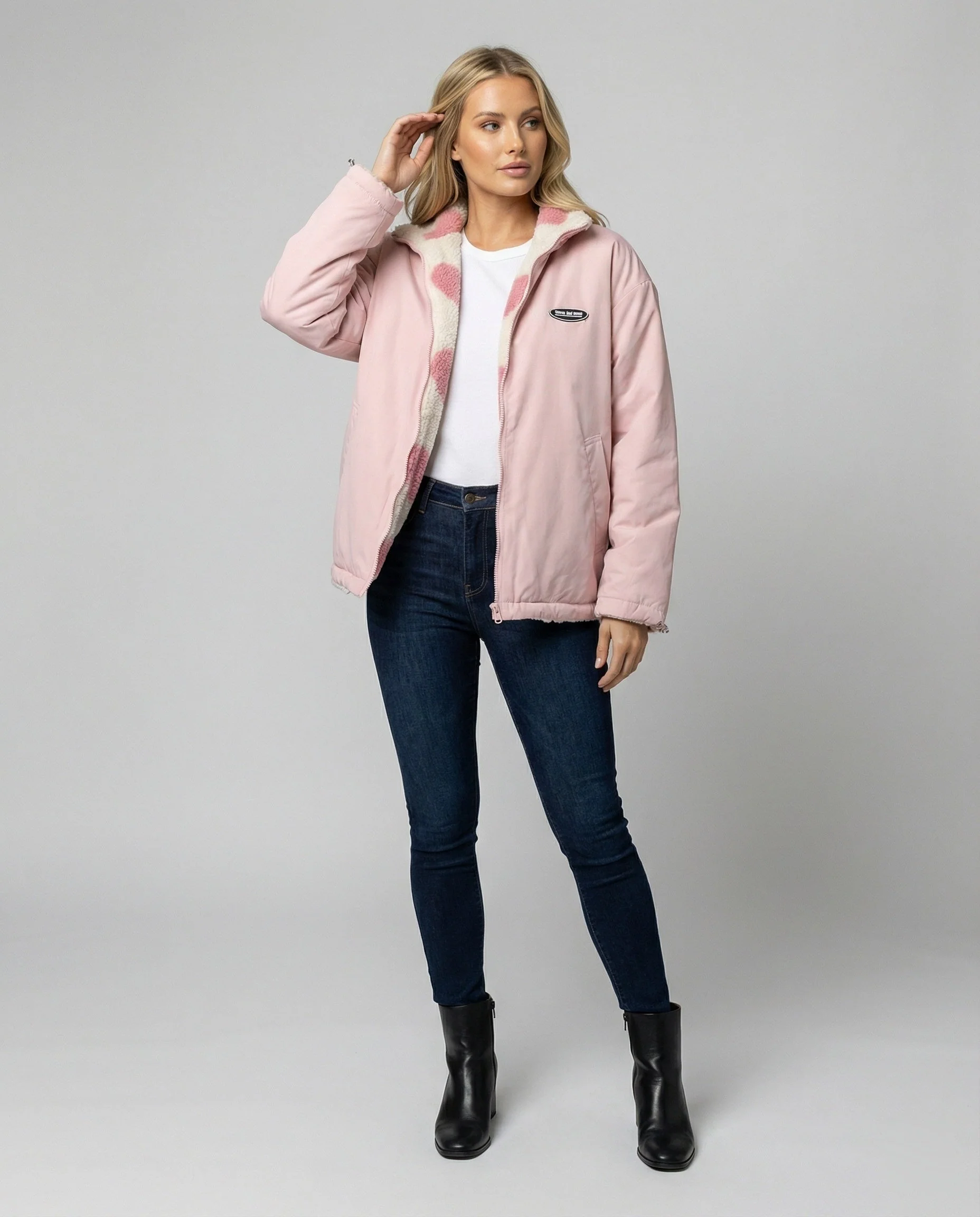 Damen Winterjacke Aus Polyester mit Herz-Muster & Wärmender Fütterung Heidi-Mode - Image 2