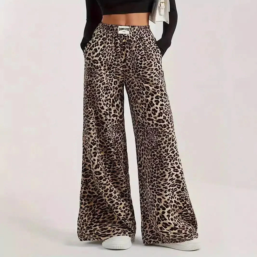 Heidi-Mode | Hoch Taillierte Lässige Gerade Hose mit Leopardenmuster - Image 2