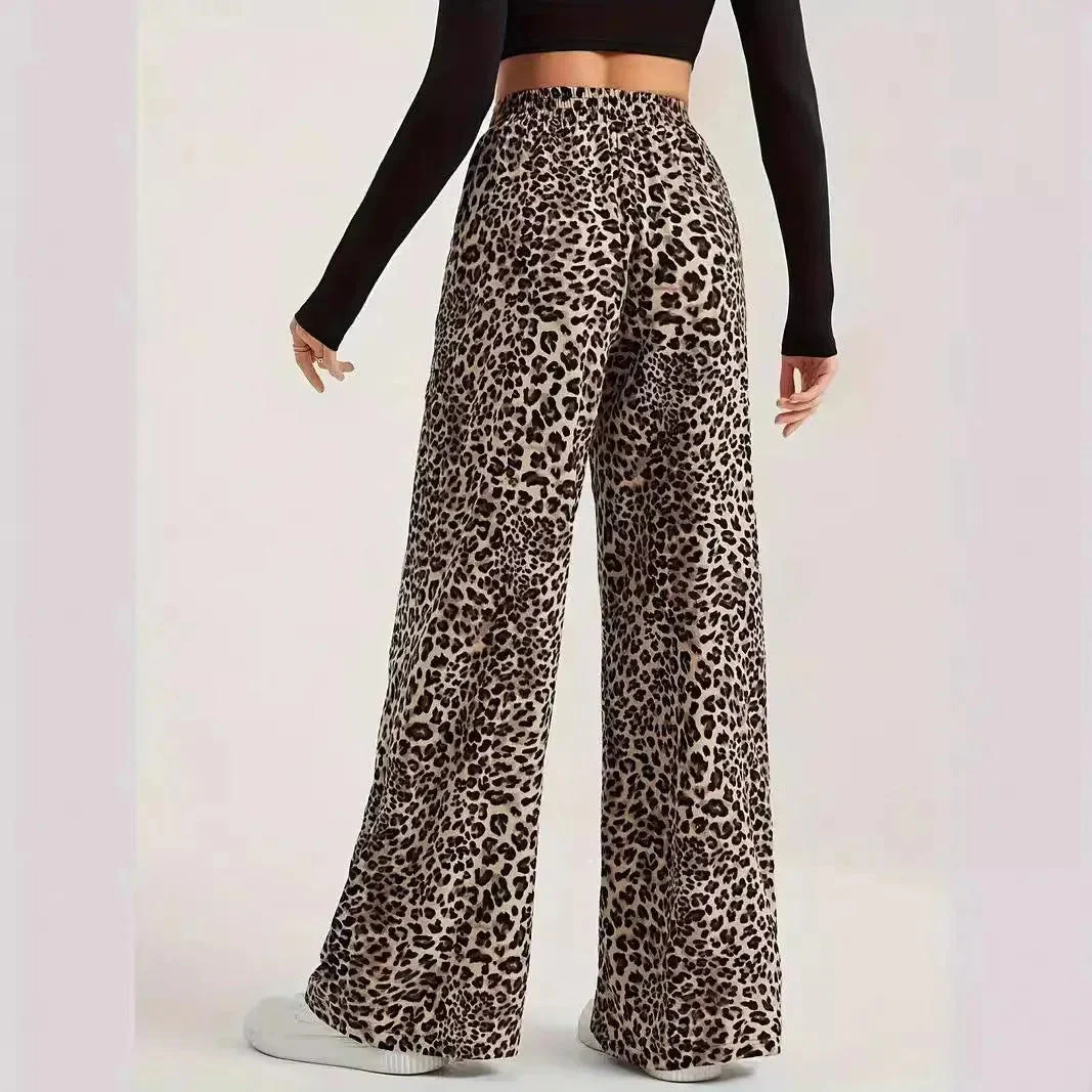 Heidi-Mode | Hoch Taillierte Lässige Gerade Hose mit Leopardenmuster - Image 4