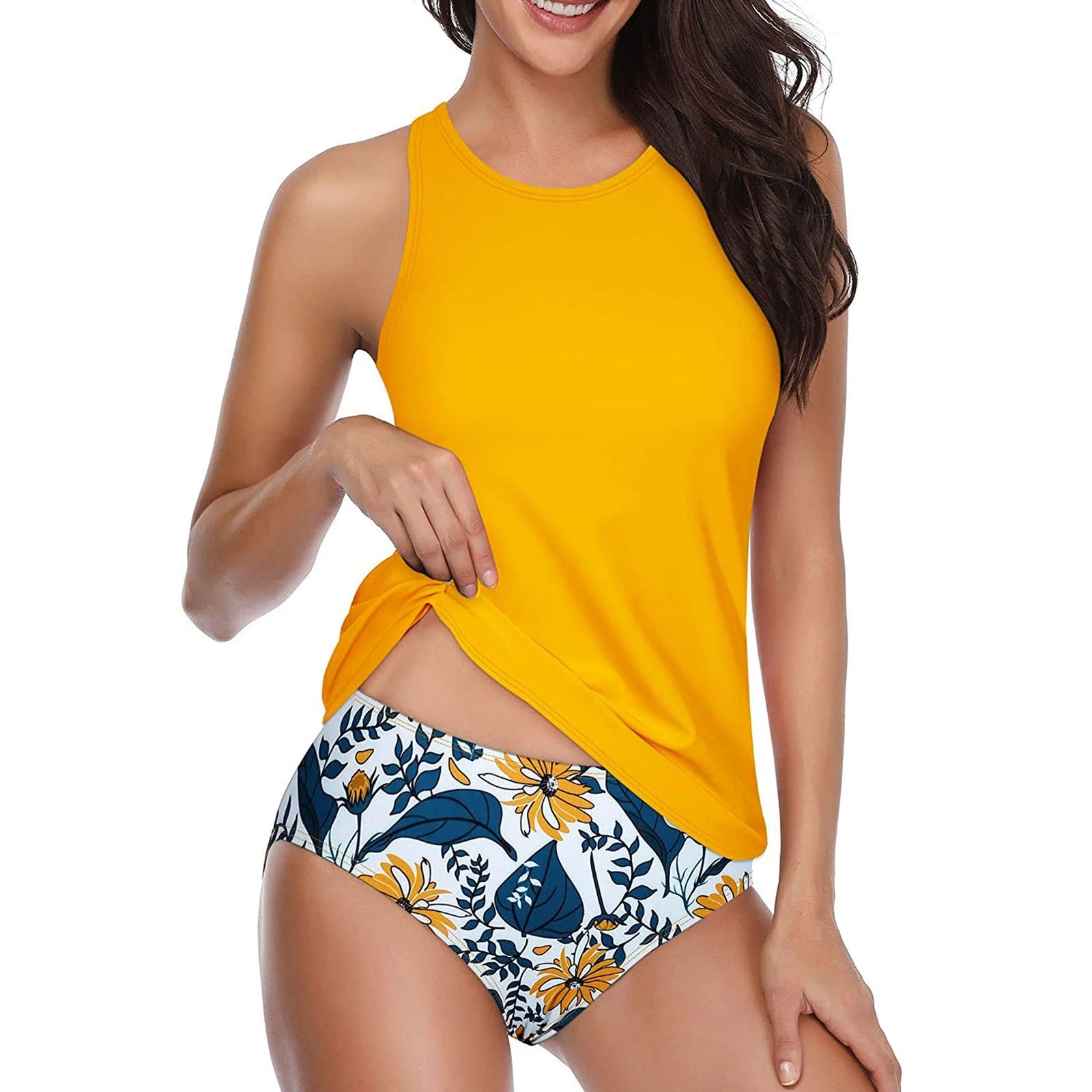 Heidi-Mode | Hochgeschlossenes Halter Scoop Back Tankini mit Shorts - Image 8
