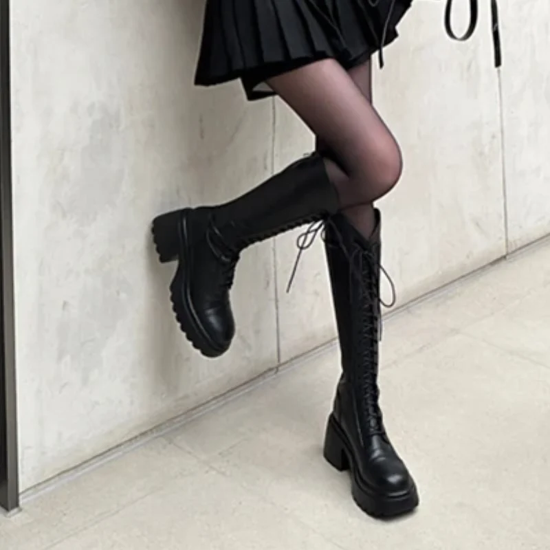 Heidi-Mode | Hohe Stiefel Damenstiefel mit Schnürung und Robuster Ferse - Image 10