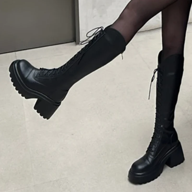 Heidi-Mode | Hohe Stiefel Damenstiefel mit Schnürung und Robuster Ferse - Image 11