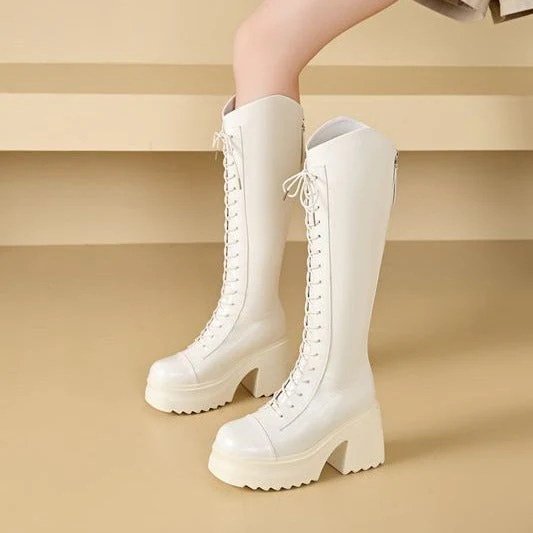 Heidi-Mode | Hohe Stiefel Damenstiefel mit Schnürung und Robuster Ferse - Image 16