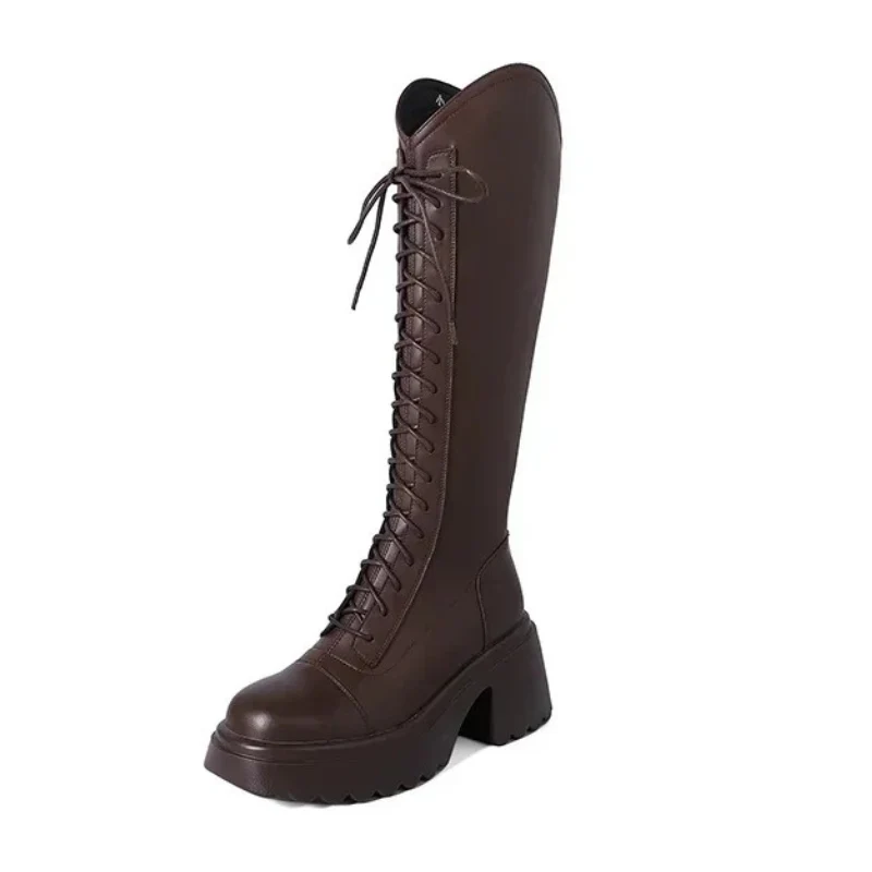 Heidi-Mode | Hohe Stiefel Damenstiefel mit Schnürung und Robuster Ferse - Image 3