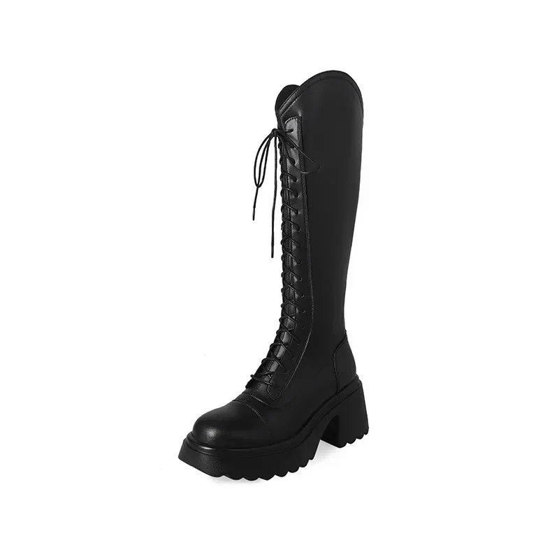 Heidi-Mode | Hohe Stiefel Damenstiefel mit Schnürung und Robuster Ferse - Image 4