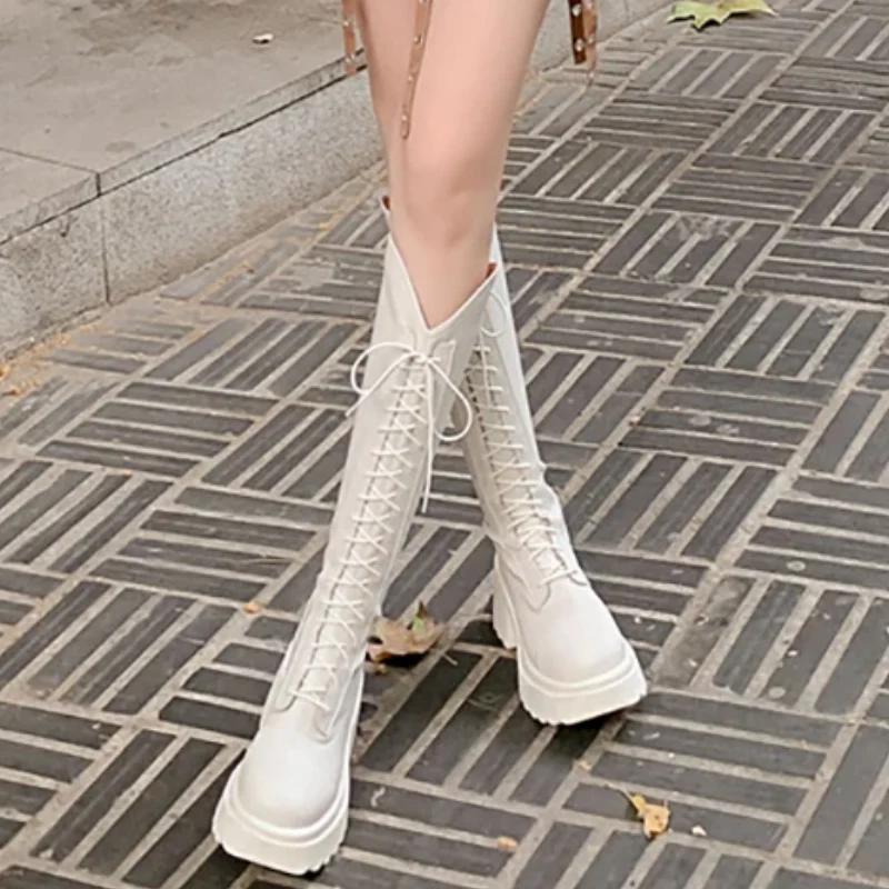 Heidi-Mode | Hohe Stiefel Damenstiefel mit Schnürung und Robuster Ferse - Image 6