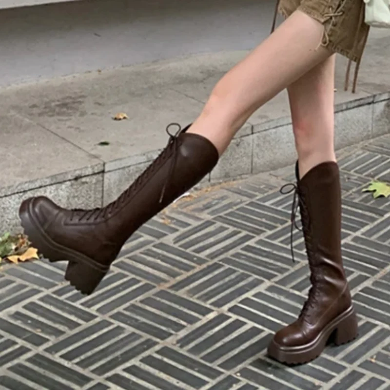 Heidi-Mode | Hohe Stiefel Damenstiefel mit Schnürung und Robuster Ferse - Image 8